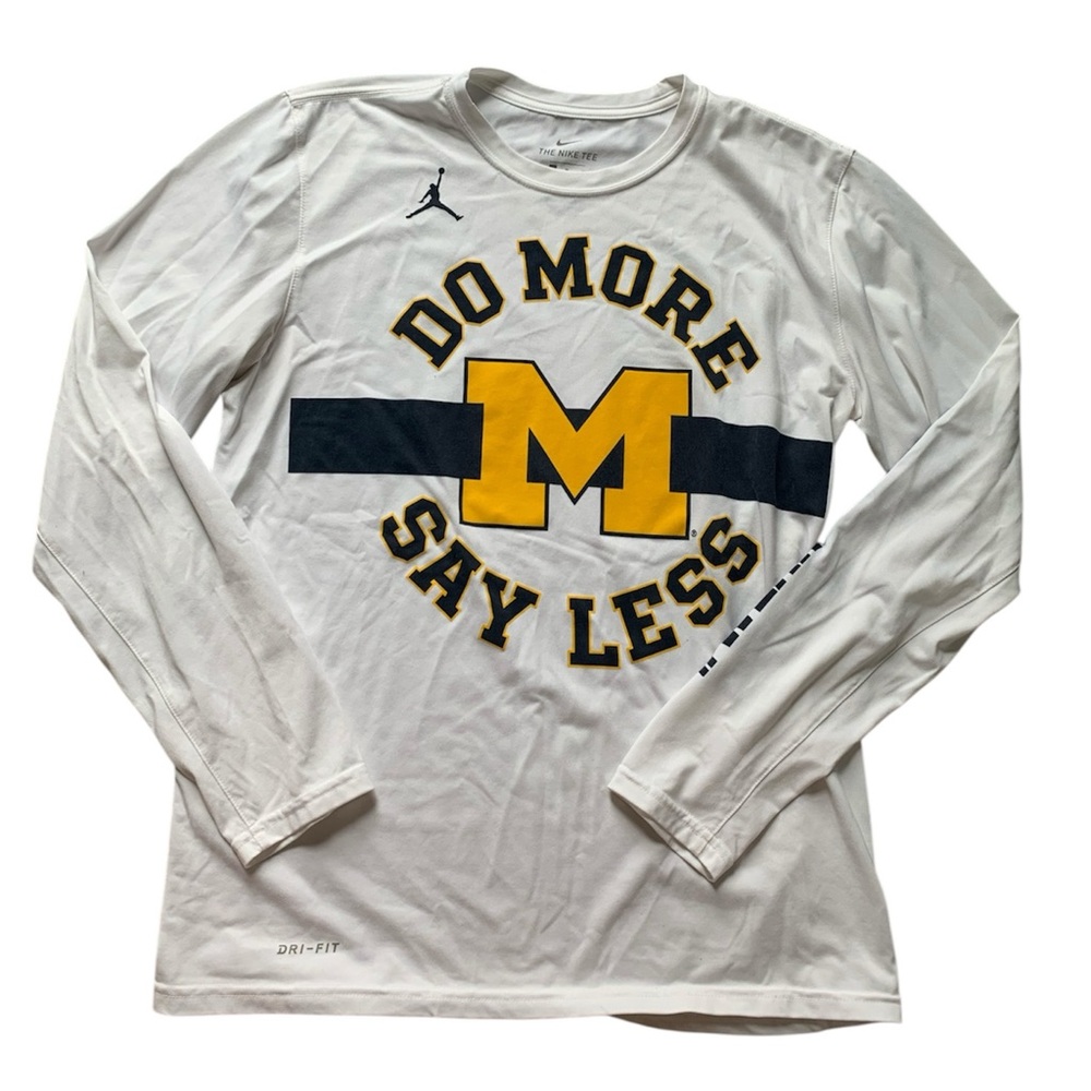 Nike White Long Sleeve Shirt U of M Do More Say Less M